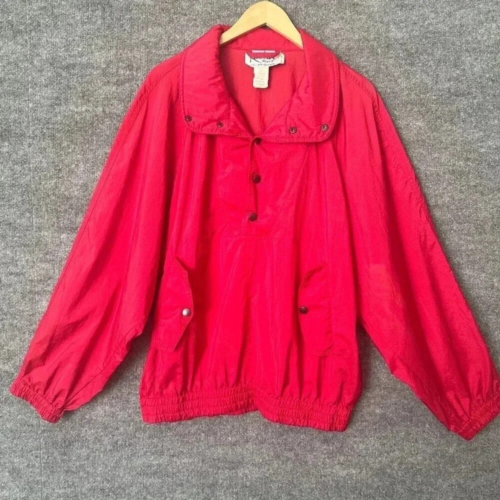 Vintage 80s Kaelin Ski Wear Windbreaker Mens Large Red Pullover Casual‎ Jacket